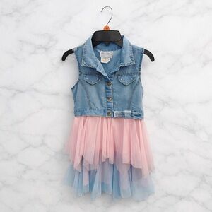 Rare Editions Denim Tulle Dress Princess Party Easter Size 10 New With Tags